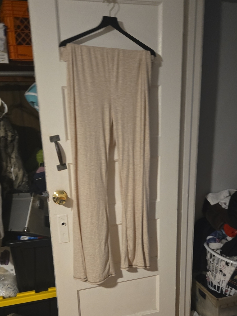 Fashion Nova Cream Ribbed Wide-Leg Knit Pants
